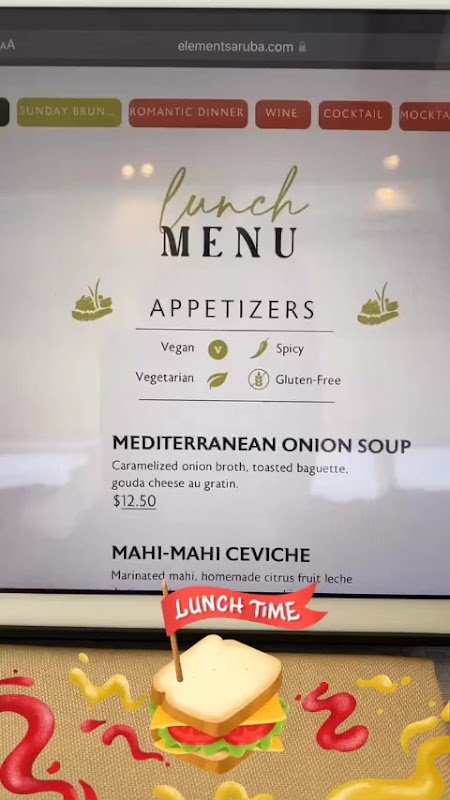 Elements Aruba Bucuti Tara beachfront dinner sustainable organic cuisine