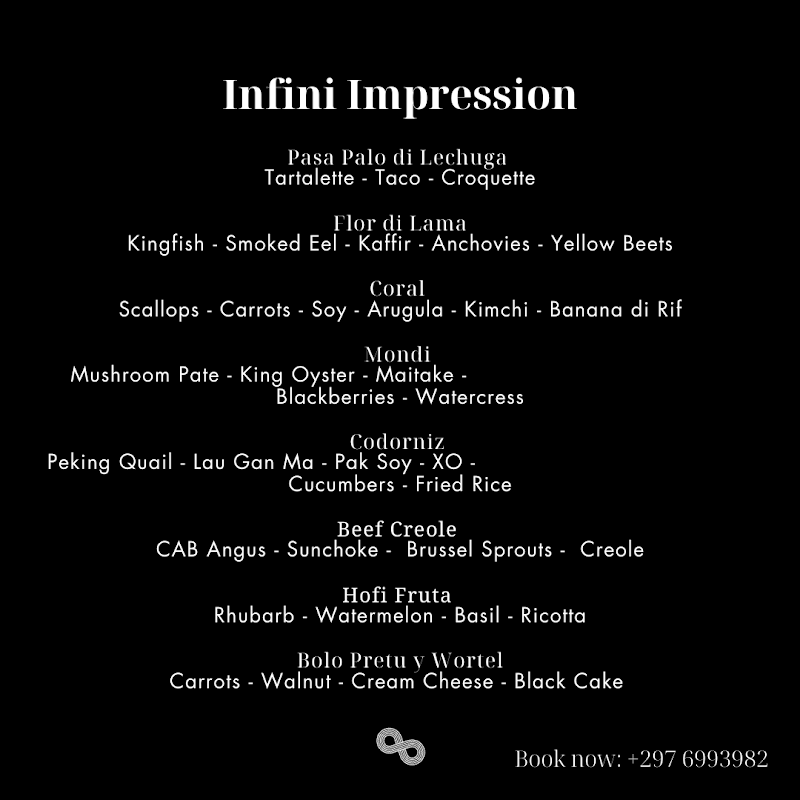 Infini Aruba tasting menu multi-course gastronomic Chef Urvin Croes