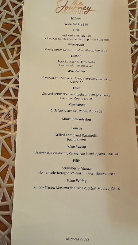 The Journey Aruba tasting menu fine dining intimate setting