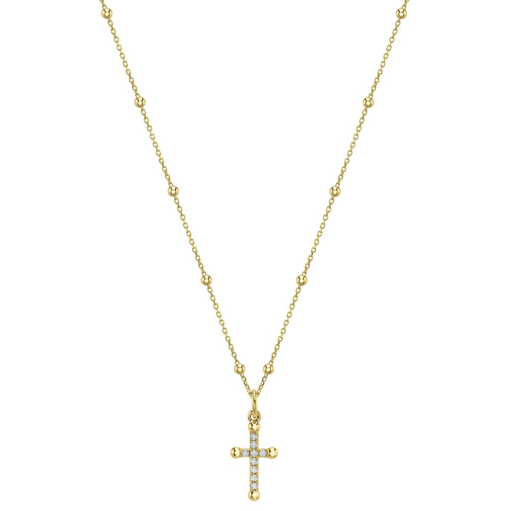 Diamond cross pendant necklace in 14K gold