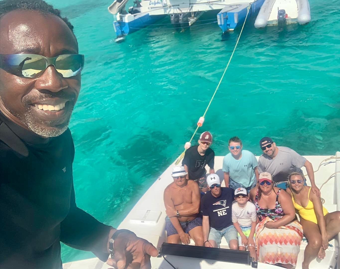 Aruba private catamaran anchored over a reef