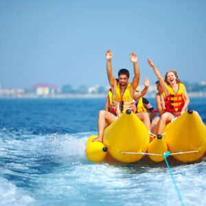 Banana boat Aruba — riding off Palm Beach