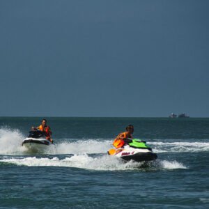 Jet ski Aruba — riding off Palm Beach