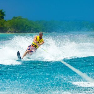 Water skiing Aruba — off Palm Beach