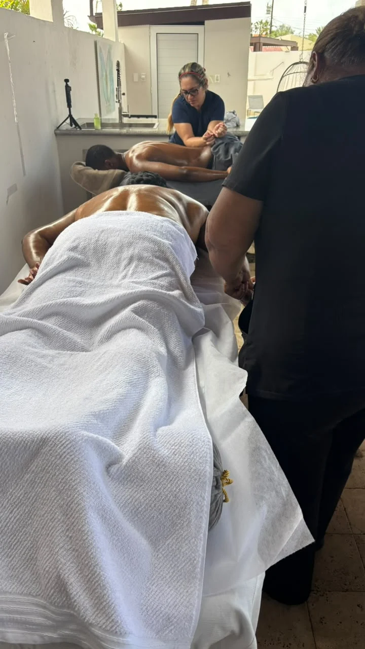 Reflexology in Aruba with a therapist working at a vacation rental